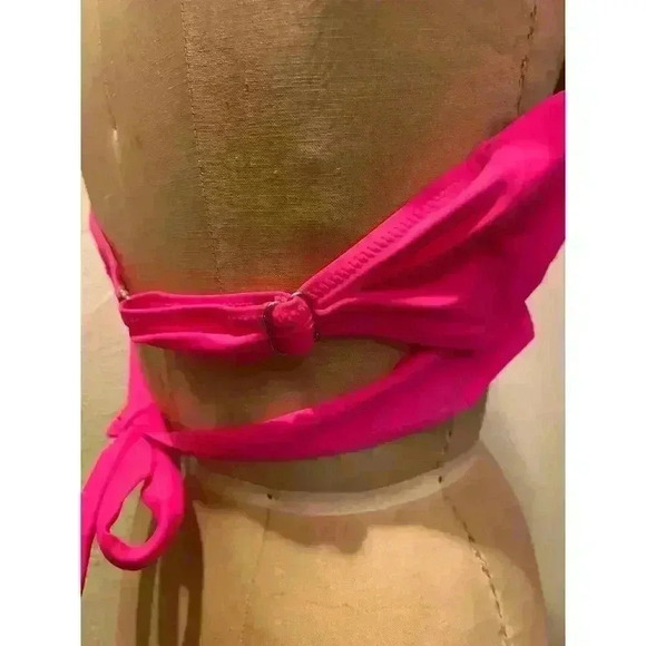 Thick Band Push Up Halter Padded Bikini Swimsuit Top Hot Pink NWT Size 20W - Picture 7 of 9